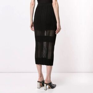 Dion Lee Black Sheer Ribbed Midi Skirt